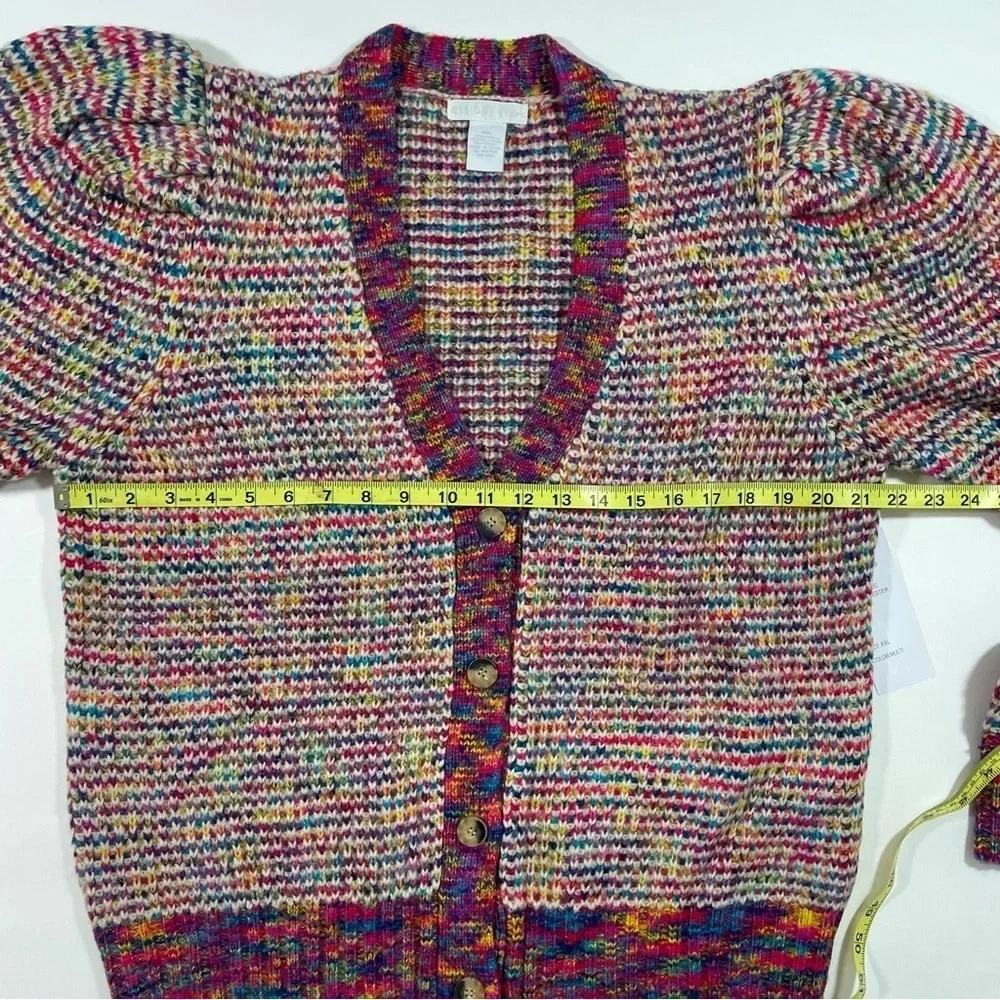 Design History Multicolor Puff Sleeve Cardigan